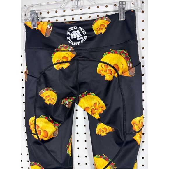 Feed Me Fight Me taco skulls capri leggings size S - Picture 5 of 7